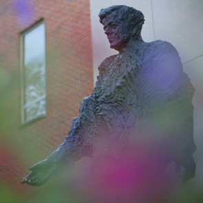 A statue of John F. Kennedy outside Kennedy Union