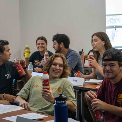 Bringing samples of Milo’s Tea into the classroom allows students to witness firsthand the manifestation of corporate values, thereby deepening their understanding of the importance of purpose-driven companies.