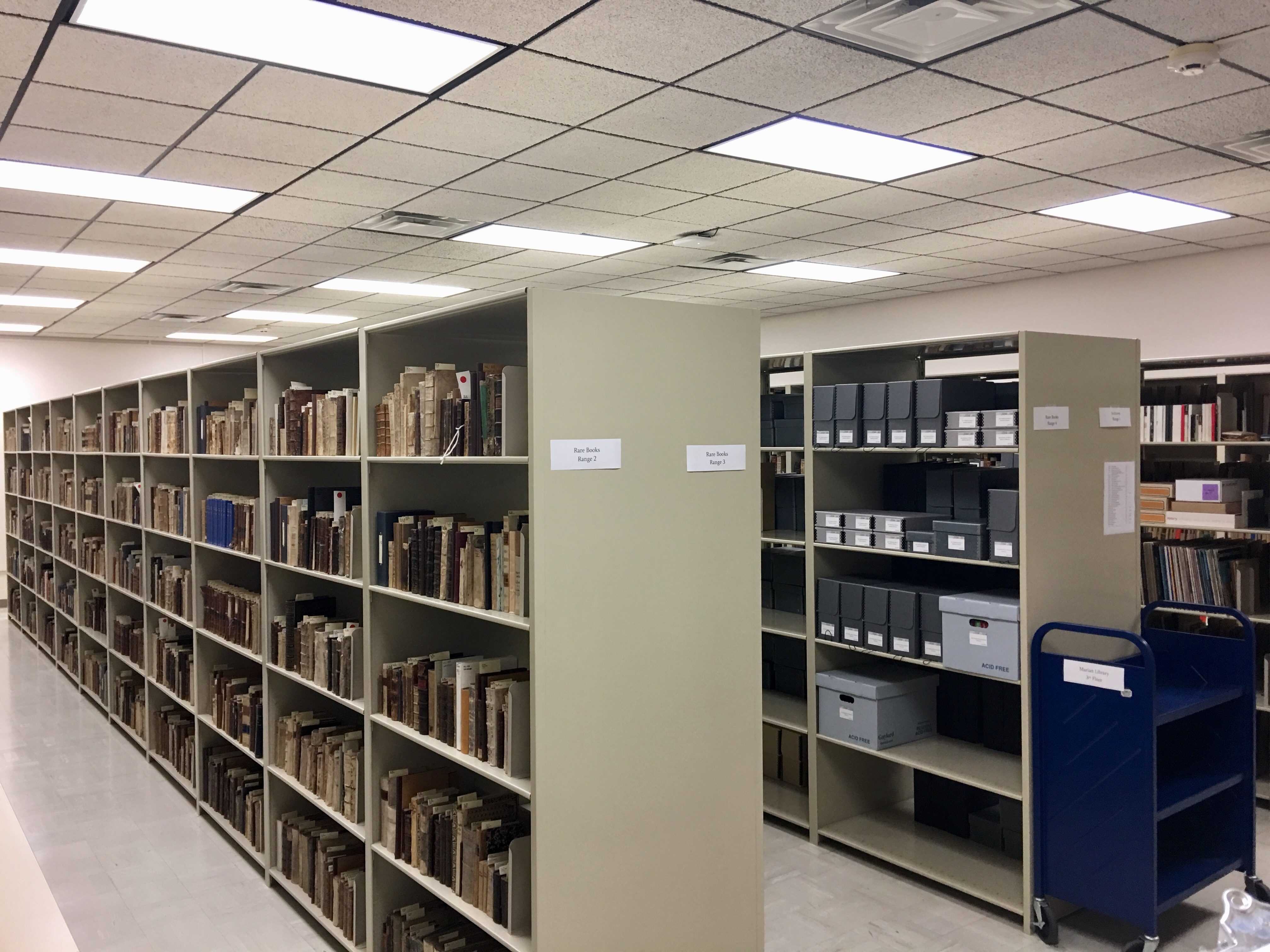 The Marian Library’s rare book room on the third floor of Roesch, present day. 