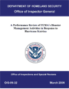 A performance review of FEMA's disaster management activities in response to Hurricane Katrina.  Written by the Department of Homeland Security in 2006,   "[The report reviews] FEMA's activities in response to Hurricane Katrina, which details FEMA's responsibilities for three of the four major phases of disaster management - preparedness, response, and recovery - during the first five weeks of the federal response.” Library record:  http://flyers.udayton.edu:80/record=b2040215 