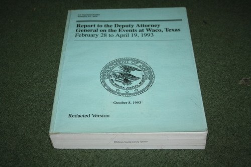 Report on the events at Waco, Texas, February 28 to April 19, 1993.  This Department of Justice report outlines the chronology and the federal government’s role in the events during this period, which left 4 ATF agents and 6 Branch Davidians dead in an initial raid.  The 51-day siege ended with an FBI assault on the compound, which burned down and killed 76 people inside. Library record: http://flyers.udayton.edu:80/record=b1519485 
