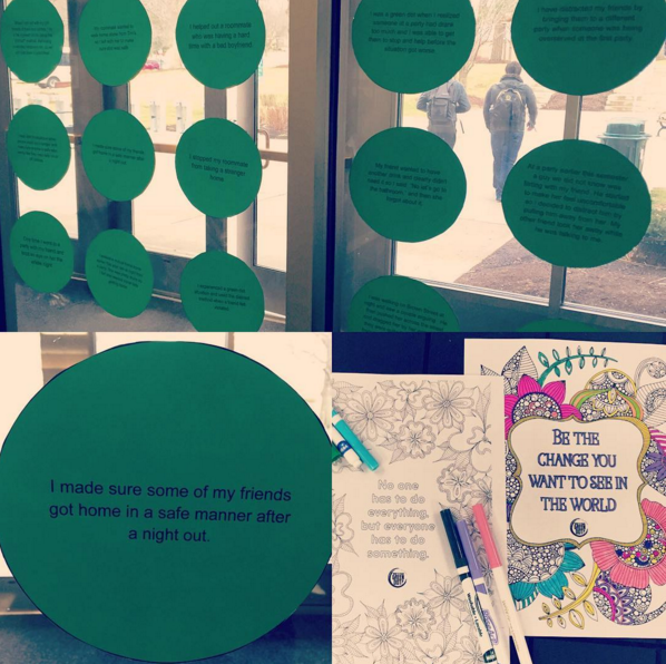 Green Dot Week at Roesch Library includes green dots and special coloring pages.