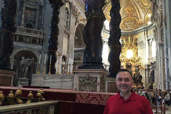 At St. Peter?s Basilica after attending mass at the Basilica and participating in a public audience with the Pope.