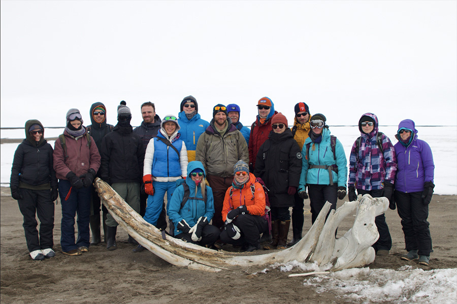 Researchers with Whale Jawbone